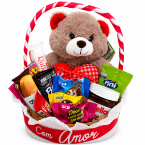 CESTA 04-Urso de Pelúcia 20cm+Chocolates Variados