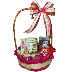 ML05-Cesta de Natal(Com Led) com Chocolates Mistos+Caneca Porcelana